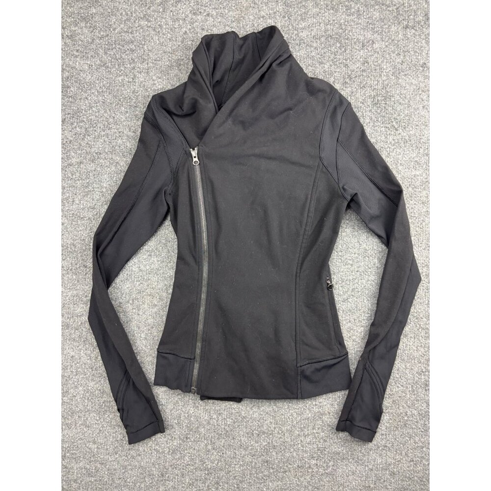 Lululemon Bhakti Jacket Women's 4 Black Full Zip Asymmetrical Zipped Pockets